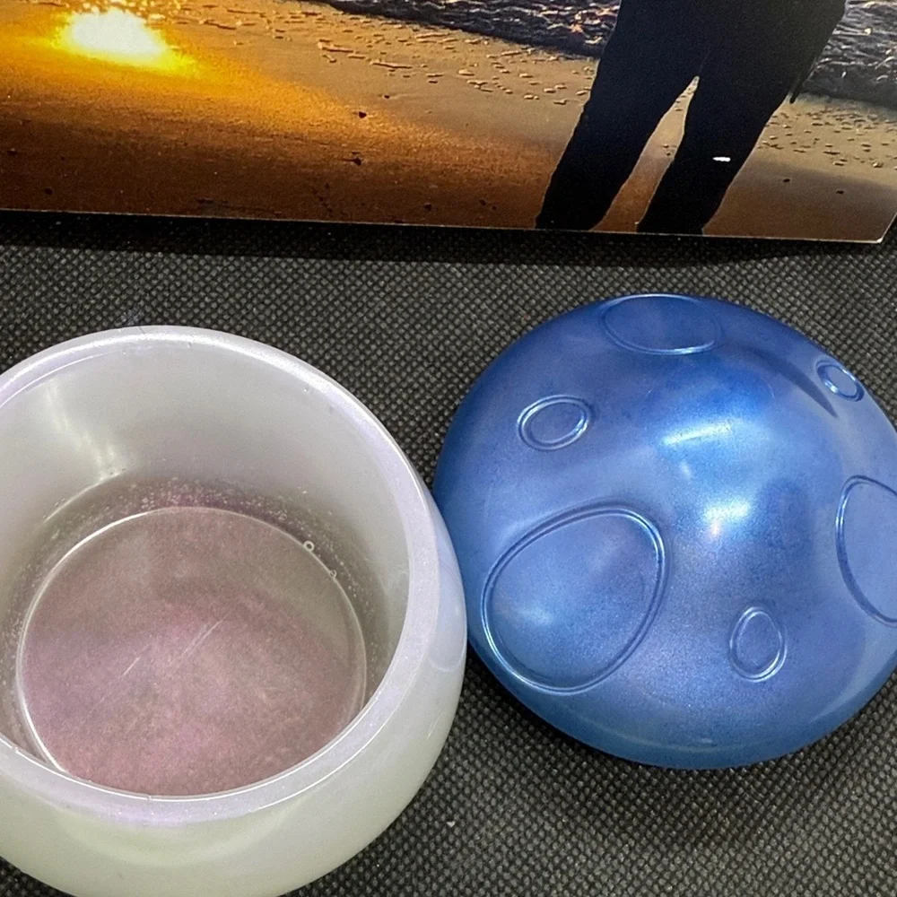 Whimsical Resin with Blue, White Mushroom Jar - Picture 2 of 4